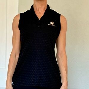 CUTE & BREATHABLE, Black sleeveless polo shirt from Fox Hollow golf course